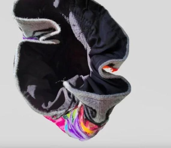 Handmade Embroidered Wool Backpack, Floral Appliq… - image 6