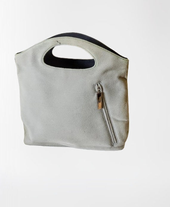 Vintage SALVATORE FERRAGAMO light grey felt purse… - image 2