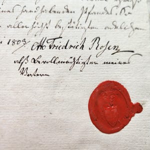 1809 Impero russo e antico documento legale tedesco con filigrane, sigillo ufficiale e timbro imperiale