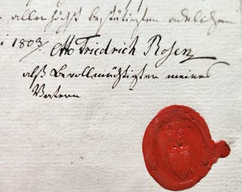 1809 Russian Empire & German Legal Document with Watermarks, Official Seal, Imperial Stamp