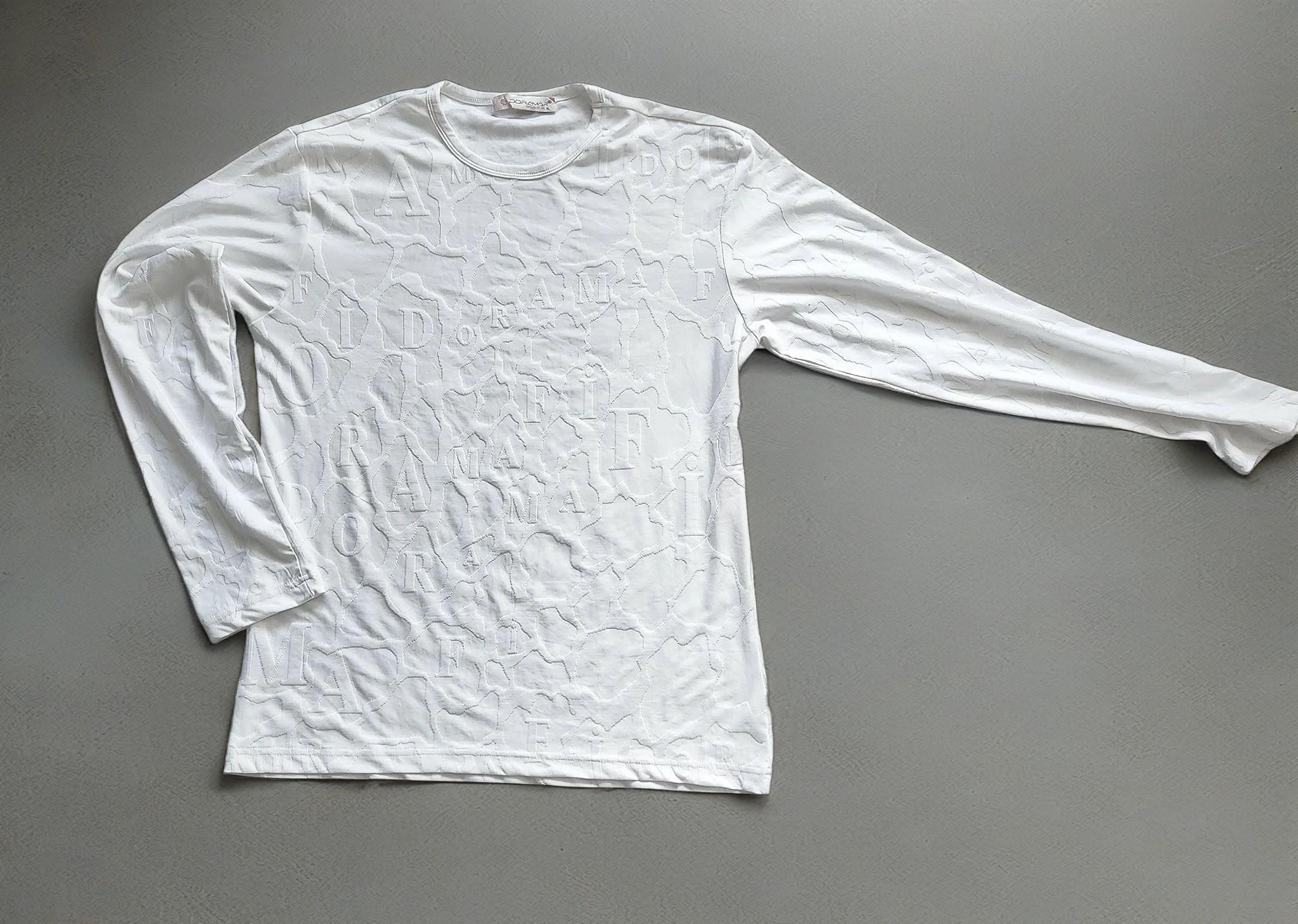 Y2K Embossed Long Sleeve Shirt, White Viscose Top, Unworn Vintage 