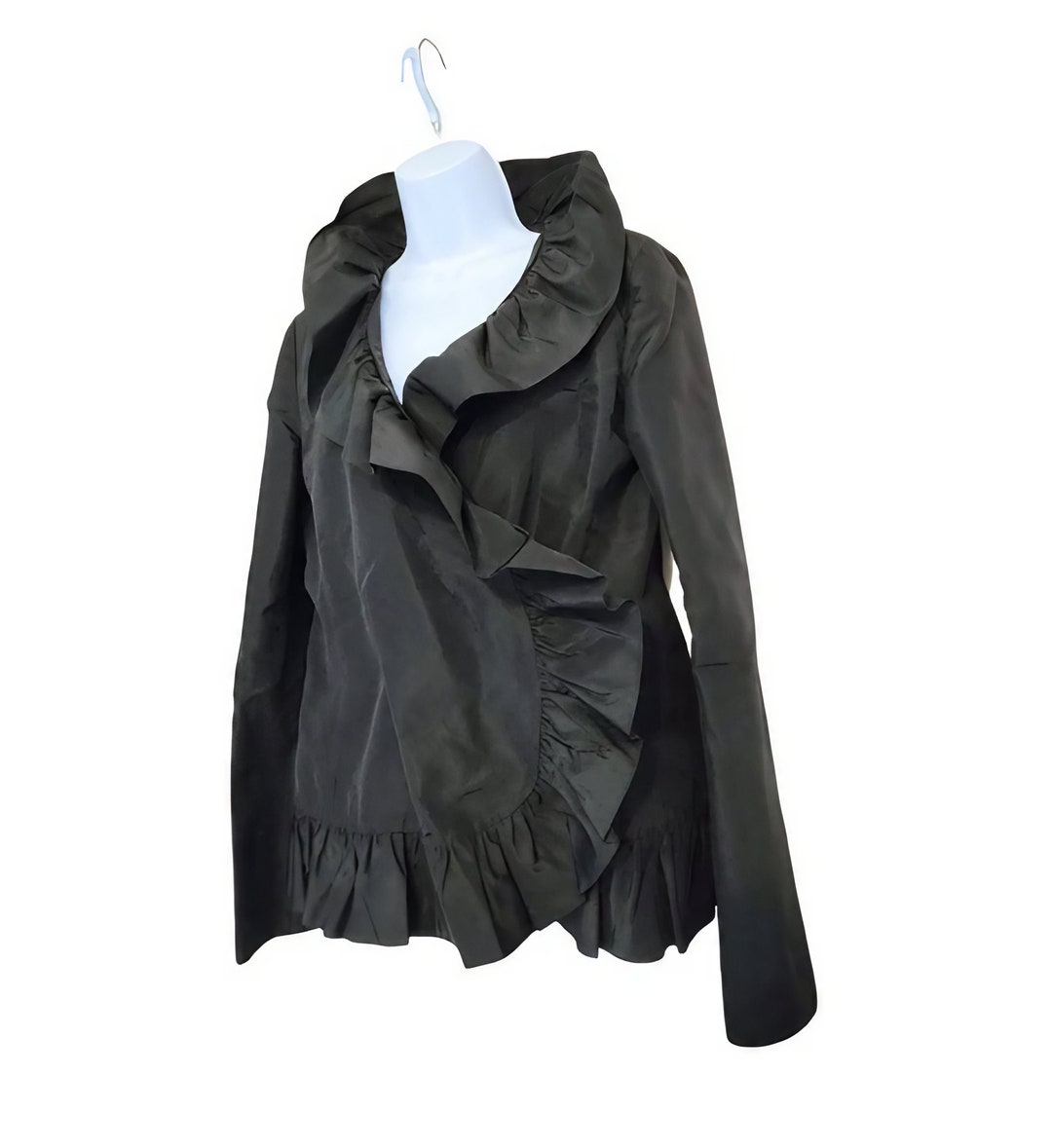 DOLCE GABBANA Vintage Black Raffle Edge Evening Jacket, 100% Silk, Made ...