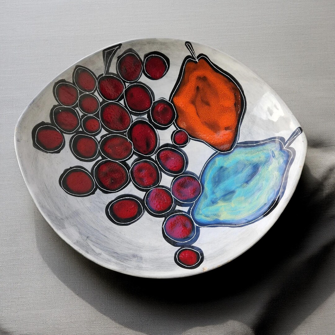 Vintage Italian Fruit Bowl | Hand Painted Ceramic Art Plate | Mid ...