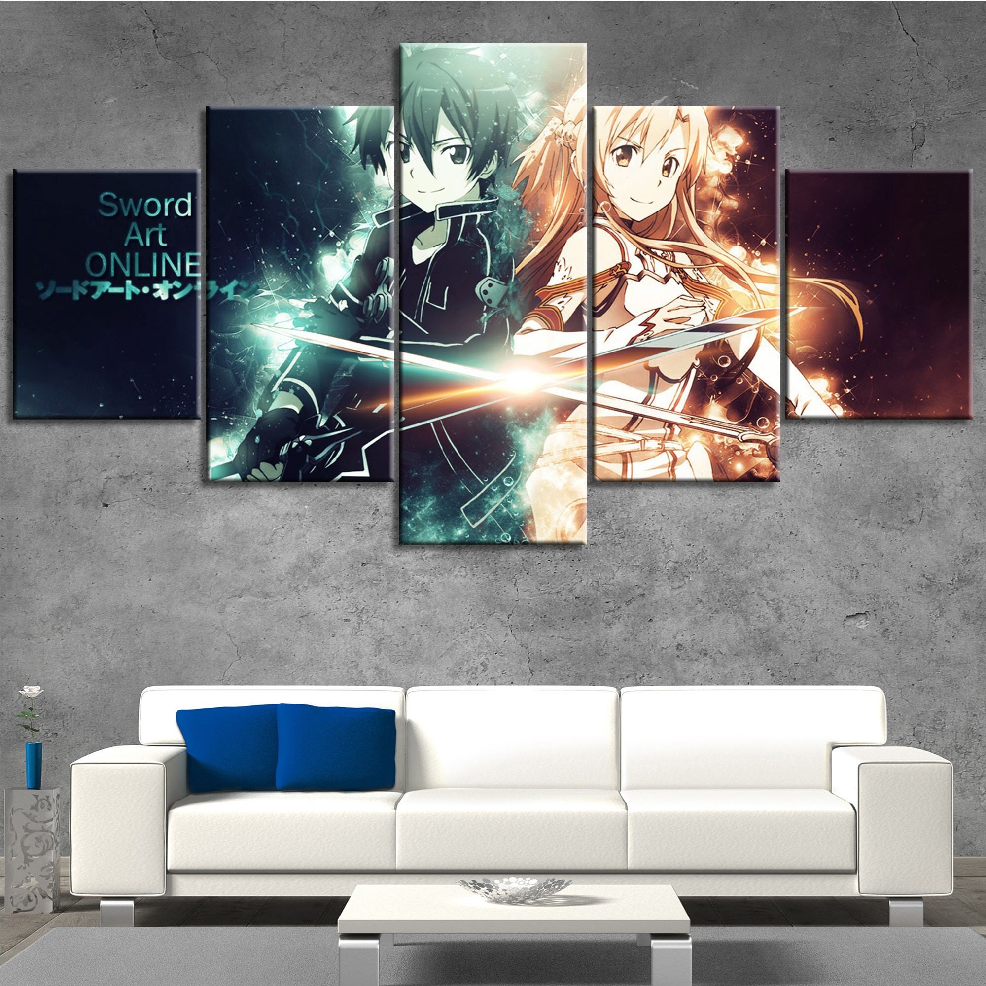  Sword Art Online Home Decor Anime Cosplay Wall Scroll Poster  Kirito & Asuna & Yui 17.7 X 49.2 Inches-124: Posters & Prints