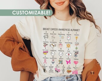 Breast Cancer Fighter Shirt Personalized Matching Family Support T-Shirt Pink Ribbon Awareness Month Custom Cancer Warrior Gift  Women