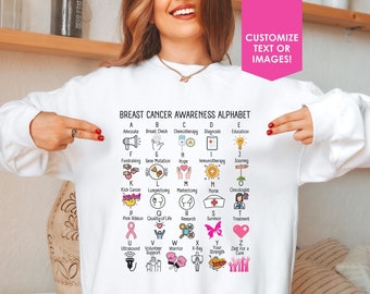 Breast Cancer Awareness Support Sweatshirt Personalized Motivational Warrior Gift Cancer Fighter Team Sweater Family Wife Survivor Shirt