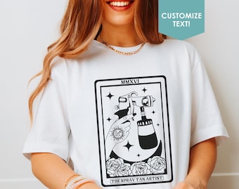 Spray Tan Artist Shirt Personalized Tanning Salon Owner Apparel Sunless Tanning T-Shirt Fake Tan Technician Gift Mobile Airbrush Tee