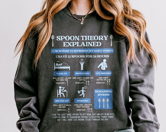 Spoonie Sweatshirt Spoon Theory Explained Shirt Spoonie Gift Chronic Illness Crewneck Invisible Illness Warrior Sweater Hidden Disability