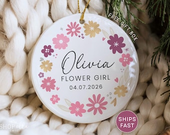 Adorno personalizado para niña de las flores, regalo de boda personalizado para niña de las flores, adorno navideño para niña de las flores, propuesta para niña de las flores, recuerdo para niña de las flores