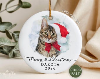 Custom Cat Watercolor Ornament Personalized Cat Ornament Gift Cat Lover Christmas Ornament Cat Christmas Ornament Cat Mom Gift for Kitten