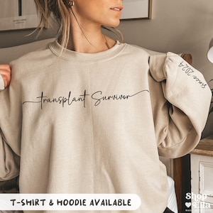 Organ Transplant Survivor Sweatshirt & Hoodie Personalized Year Date Sleeve Custom Organ Donation Awareness Shirt Women Warrior Gift T-Shirt