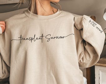 Organ Transplant Survivor Sweatshirt & Hoodie Personalized Year Date Sleeve Custom Organ Donation Awareness Shirt Women Warrior Gift T-Shirt