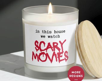 Watching Scary Movies Candle, Horror Movie Candle, Halloween Candle, Spooky Season Candle, Creepy 90s Halloween Frosted Candle, Coconut Soy