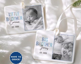 Big Brother Little Brother Ornament, Personalized Sibling Christmas Ornament, Custom Big Brother Ornament Gift for Little Brother Keepsake