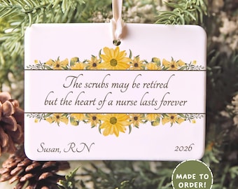Nurse Retirement Ornament, Personalized Nurse Retirement Gift, Custom Retired Nurse Ornament, Nurse Retirement Christmas Ornament Keepsake