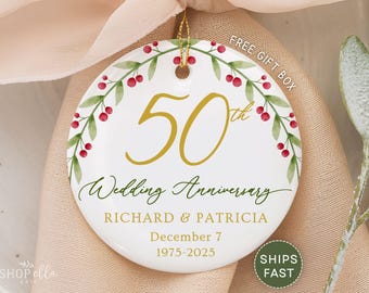 Custom 50th Anniversary Ornament Golden Anniversary Gift Personalized 50th Anniversary Christmas Ornament 50th Wedding Anniversary Keepsake