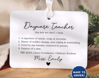 Daycare Teacher Ornament, Personalized Daycare Teacher Appreciation Ornament for Childcare Provider, Custom Daycare Teacher Christmas Gift