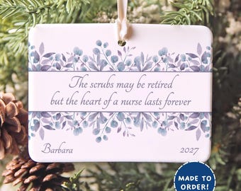 Nurse Retirement Ornament, Personalized Nurse Retirement Gift, Custom Retired Nurse Ornament, Nurse Retirement Christmas Ornament Keepsake