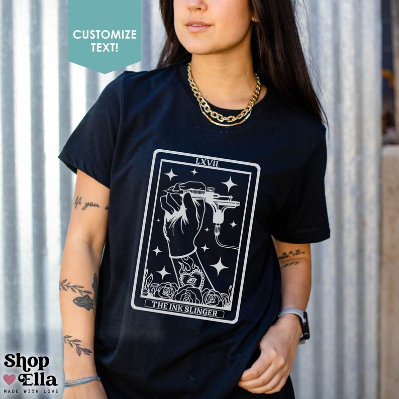 Ink Slinger Tarot Shirt that says ink slinger and can be personalized