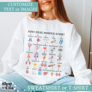Kidney Disease Awareness Sweatshirt Kidney Disease Alphabet Crewneck Dialysis Nurse Long Sleeve Shirt Kidney Transplant Gift CKD Sweater