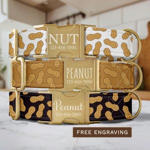 Peanut Dog Collar Personalized Peanut Dog Collar with Name Custom Dog Collar & Leash Matching Dog Collar Set Cute Boy Girl Dog Collar SEC063