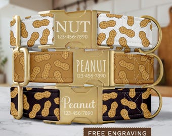 Peanut Dog Collar Personalized Peanut Dog Collar with Name Custom Dog Collar & Leash Matching Dog Collar Set Cute Boy Girl Dog Collar SEC063