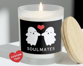 Halloween Couple Candle, Personalized Boo Candle, Romantic Ghost Candle, Cute Spooky Season Frosted Candle Gift for Girlfriend & Boyfriend