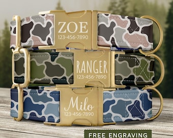 Duck Camo Dog Collar Personalized Camo Dog Collar with Name Custom Camouflage Dog Collar & Leash Girl Boy Camo Dog Collar Adjustable SEC-023