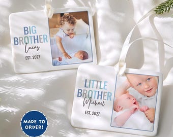 Big Brother Little Brother Ornament, Personalized Sibling Christmas Ornament, Custom Big Brother Ornament Gift for Little Brother Keepsake