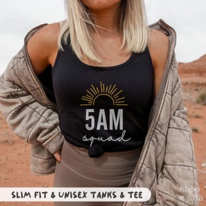 5am Workout Squad Tank Top 5 am Crew Fitness Morning Gym Tank for Women Funny Running Shirt Pilates Group T-Shirt CrossFit Training Apparel