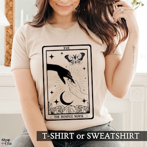Hospice Nurse Tarot Card Shirt for Registered Nurse Gift Personalized Palliative Care Nursing Team T-Shirt Custom Name End of Life T-Shirt