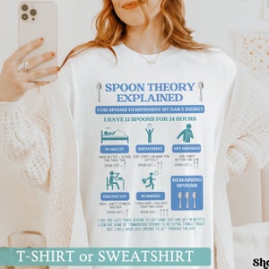 Spoon Theory Explained Shirt for Spoonie Gift Chronic Illness T-Shirt Invisible Illness Warrior Tshirt Hidden Disability Tee Chronic Pain