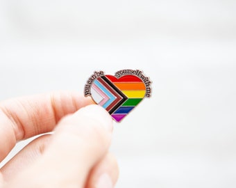 Enamel Pin - You Can Be Yourself With Me - LGBT Pride Rainbow Heart Brooch