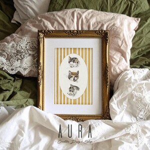 Lámina artística de gato vintage - Descarga digital / Decoración de pared acogedora estilo cottagecore / Ilustración de gato atigrado dibujada a mano con lápiz / Regalo imprimible para amantes de las mascotas