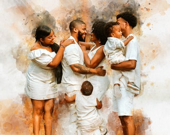 Pittura digitale personalizzata ad acquerello e schizzo, modifica grafica, regalo personalizzato, ritratto da foto, regalo di anniversario, regali fotografici