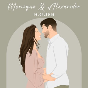 Portrait de dessin animé minimaliste sans visage | Portraits personnalisés | Cadeaux pour anniversaire, anniversaire et plus | Personnalisé Clipart vectoriel | Numérique et impression