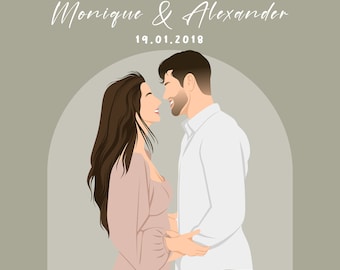 Custom Faceless Portrait | Minimalist Couple Illustration (Digital)