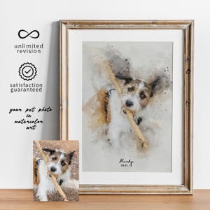 Custom Pet Portrait Watercolor Style | Dog or Cat Memorial Gift | Personalized Animal Art from Photo | Pet Remembrance Printable