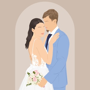 Custom Faceless Minimal Portrait | Personalized Couple Illustration |Engagement Anniversary Drawing | Minimalist Art | Wedding Present
