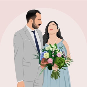 Portrait de dessin animé minimaliste sans visage | Portraits personnalisés | Cadeaux pour anniversaire, anniversaire et plus | Personnalisé Clipart vectoriel | Numérique et impression