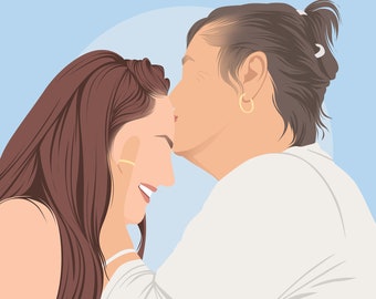 Custom Faceless Couple Portrait | Minimalist Digital Art (Digital Download)