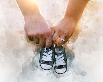 Pittura ad acquerello e schizzo digitale personalizzata, modifica grafica, regalo personalizzato, ritratto da foto, regalo di anniversario, regali fotografici
