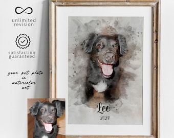 Watercolor Dog Portrait from Photo | Custom Pet Painting | Pet Memorial Art | Hand-Painted Pet Keepsake | Unique Gift for Pet Lovers