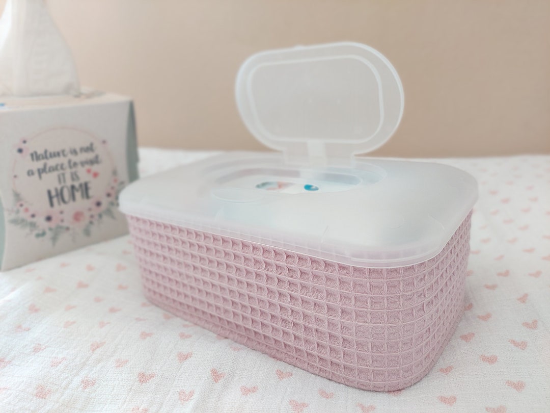 Wet Wipes Box With Box and Wet Wipes Pink Waffle Lpique Cover for Wet