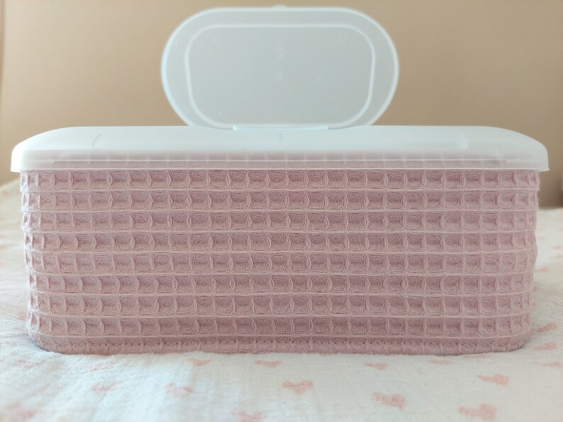 Wet Wipes Box With Box and Wet Wipes Pink Waffle Lpique Cover for Wet