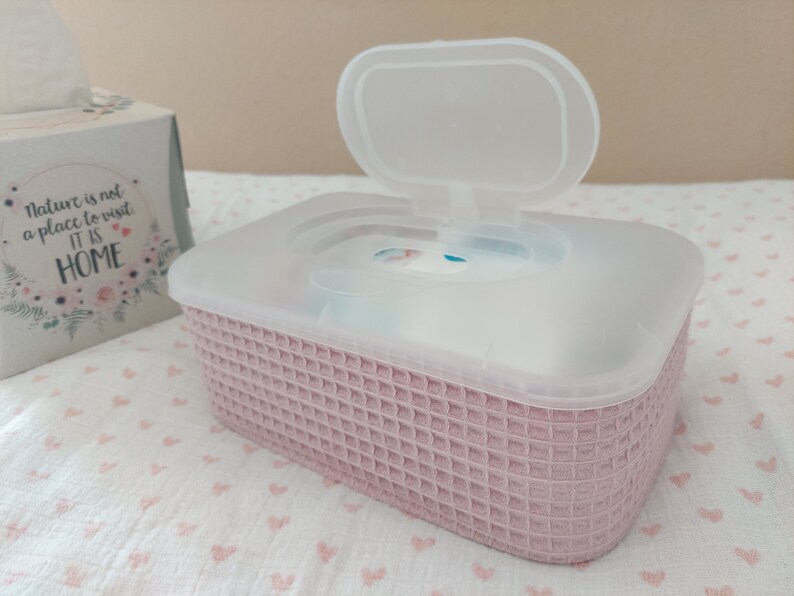 Wet Wipes Box With Box and Wet Wipes Pink Waffle Lpique Cover for Wet Wipes Box Etsy