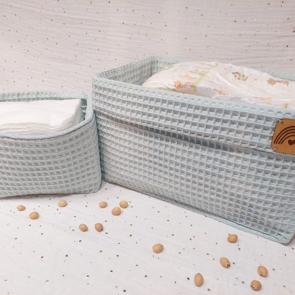 Utensilo waffle lpique ~ mint ~ rainbow ~ organizer for the changing table ~ diaper basket for changing table/bathroom/children's room