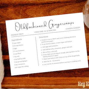 Printable Recipe Card Template | Elegant Minimal Recipe Card | Modern Recipe | Editable Recipe Card | Canva | 5x7 | 6x4