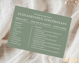 Editable Recipe Card Template | Minimalist Design (Canva, 5x7 or 6x4)