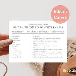 Printable Recipe Card Template | Minimal Recipe Card | Modern Recipe | Editable Recipe Card | Diy Recipe Card | Canva | 5 x 7 | 6 x 4